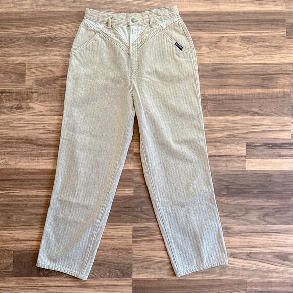 Vintage Rockies Highrise Wheat Beige Pinstripe Western Yoke Jeans (11/12) - Picture 2 of 11